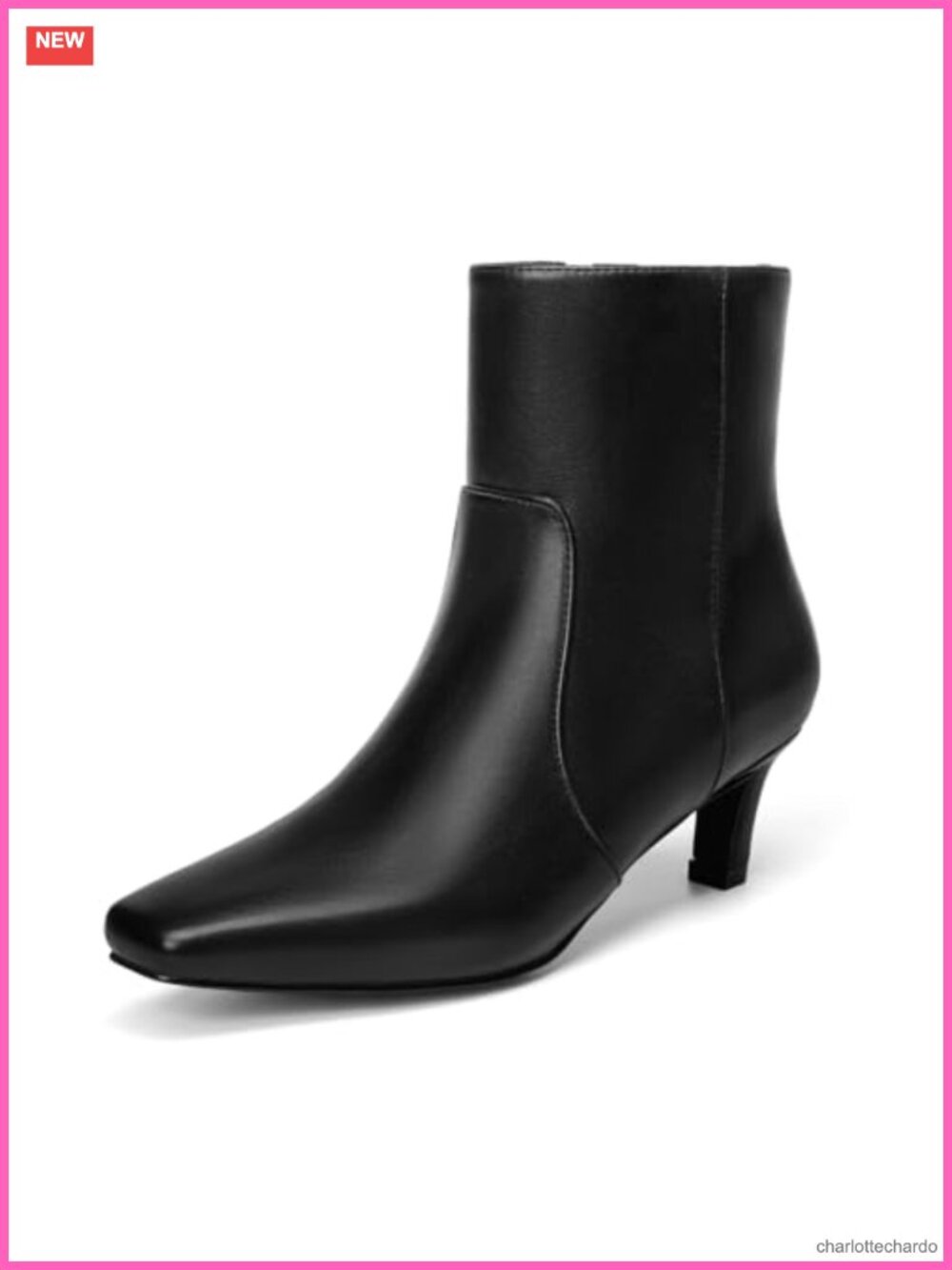 Women's Square Toe Ankle Boots Faux Leather Low Heel Side Zipper